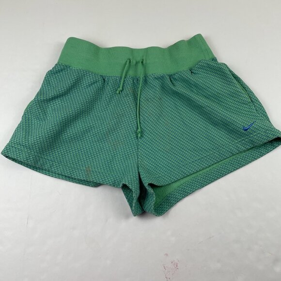 Nike Phoenix Sweat Shorts Women’s L Green High Elastic Waist Logo Print - Picture 1 of 11